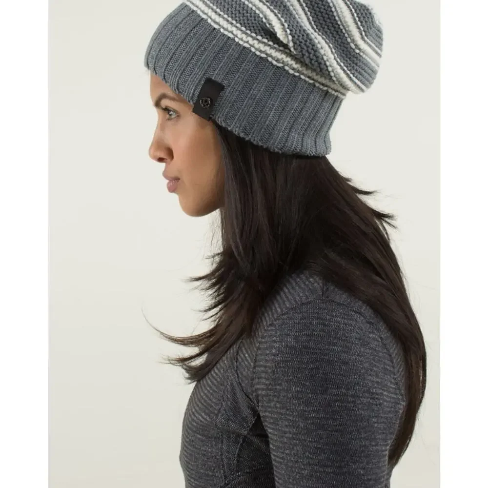 lululemon athletica Gray Striped Beanie